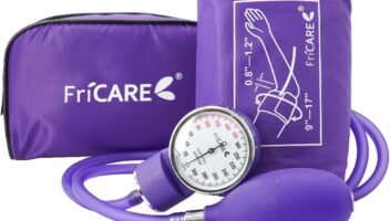 FriCARE Manual Blood Pressure Cuff Kit for Nursing Students - BP Cuff for Home Health Use - Sphygmomanometer for Medical School Essentials - Lifetime Calibration Support, Carrying Case, XL, Purple