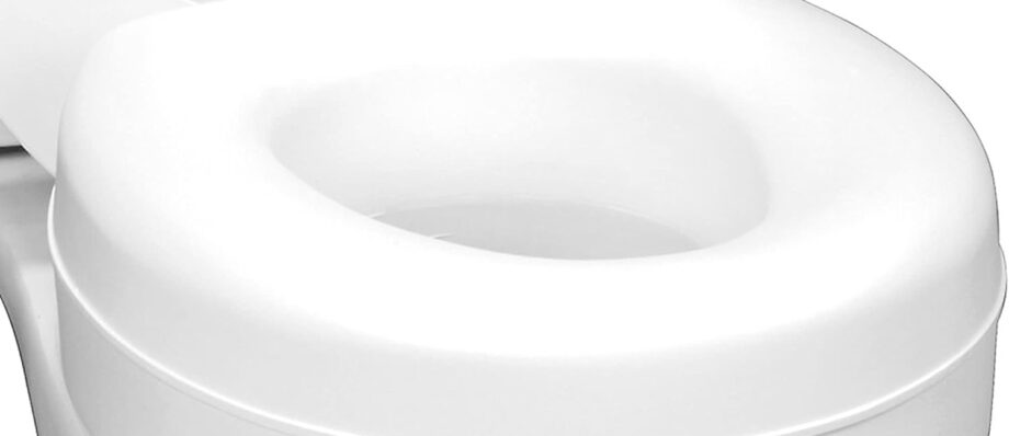 HealthSmart Enhanced Comfort 5" Raised (Round) Toilet Seat Riser | 3 Slip Resistant Pads | FSA/HSA Eligible | Toilet Seat Risers for Seniors | Padded Toilet Seat Elevation | 15.7 x 15.2 x 6.1