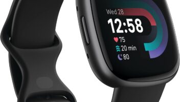 Fitbit Versa 4 Fitness Smartwatch with Daily Readiness, GPS, 24/7 Heart Rate, 40+ Exercise Modes, Sleep Tracking and more, Black/Graphite, One Size (S & L Bands Included)