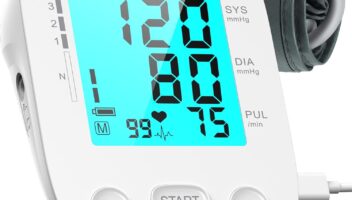 Blood Pressure Monitors for Home use, Upper Arm Automatic Digital BP Monitor, Wide-Range Arm Cuff, Blue Backlit LCD Screen, with USB Type C Cable, Suitable for Holiday Christmas