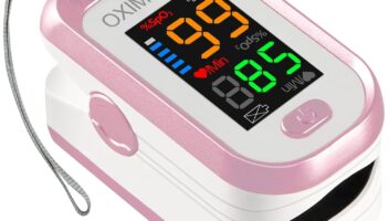 Pulse Oximeter Fingertip, Blood Oxygen Saturation Monitor with Large LED Display, Heart Rate Monitor for Adults, Fingertip Pulse Oximetr, with Lanyard (Rose Gold)