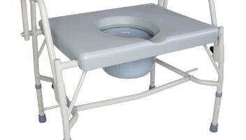 DMI Drop Arm Portable Toilet Commode, Extra-Wide Seat, 500 Pound Weight Capacity, Bucket with Lid Included, Adjustable Legs, Elderly Assistance Products, Grey