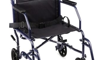 Carex Transport Wheelchair With 19 inch Seat - Folding Transport Chair with Foot Rests - Foldable Wheel Chair and Lightweight Folding Wheelchair for Storage and Travel