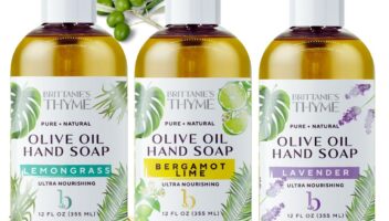 Brittanie's Thyme Organic Natural Hand Soap - Castile Soap Made Olive Oil And Natural Luxurious Essential Oils. Vegan & Gluten Free (Bergamot/Lavender/Lemongrass)