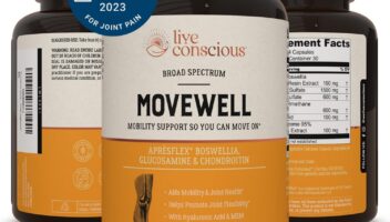 Live Conscious Glucosamine Chondroitin with MSM, Hyaluronic Acid, and More - MoveWell Joint Health Supplement