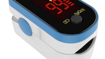 CHOICEMMED Finger Pulse Oximeter - Blue Blood Oxygen Monitor with Batteries - Portable O2 Saturation Sensor in Carry Pouch