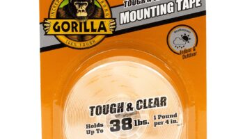 Gorilla Tough & Clear Double Sided Adhesive Mounting Tape, Extra Large, 1" x 150", Clear, (Pack of 1)