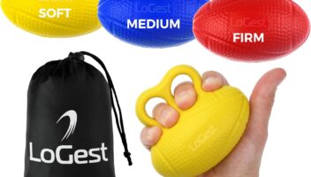 LoGest 3 Pack Hand Strengthener Devices Ball Exercisers - 3 Level Set for Therapy, Arthritis and Carpal Tunnel - Lightweigt Training Equipment Targets Fingers and Wrist Hand Exercisers for Strength 6J094G