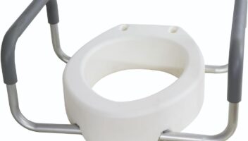 Essential Medical Supply Raised Elevated Toilet Seat Riser for an Elongated Toilet with Padded Aluminum Arms for Support and Compatible with Toilet Seat, Elongated, 19 x 14 x 3.5