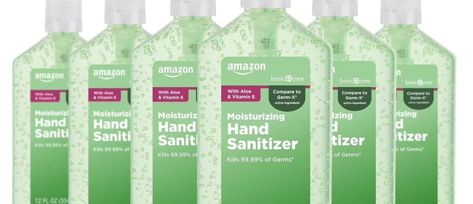 Amazon Basic Care - Aloe Vera Hand Sanitizer 62%, 12 fl oz (Pack of 6)