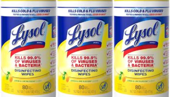 Lysol Disinfectant Wipes, Multi-Surface Antibacterial Cleaning Wipes, For Disinfecting and Cleaning, Lemon and Lime Blossom, 80 Count (Pack of 3)