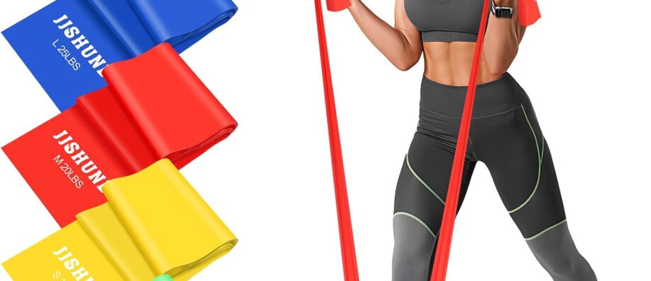 Resistance Bands, 5 Pcs Exercise Bands Elastic Stretch Bands for Fitness Yoga Pilates Stretching Strength Training, Workout Bands for Home Gym