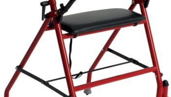 Drive Medical 1239RD Foldable Rollator Walker with Seat, Red, 1 Count (Pack of 1)