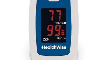 HealthWise Pulse Oximeter | Blood Oxygen Saturation | Complete System Monitor Lanyard and Batteries | Portable Spot-Check Monitoring | Blood Oxygen Saturation (SPO2) and Pulse Rate (BPM)