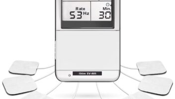 iSTIM EV-805 TENS EMS 4 Channel Rechargeable Combo Machine Unit - Muscle Stimulator + Back Pain Relief and Management- 24 Programs/Backlit (Including Electrodes Pads)