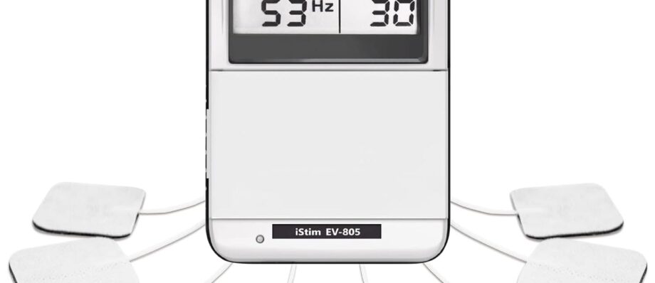 iSTIM EV-805 TENS EMS 4 Channel Rechargeable Combo Machine Unit - Muscle Stimulator + Back Pain Relief and Management- 24 Programs/Backlit (Including Electrodes Pads)