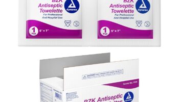 Dynarex BZK Antiseptic Towelettes - 5"x7" - Benzalkonium Chloride, Hand Sanitizing Wipes or First Aid Wound Wipes, 1 Case of 1000 (Packaging May Vary)