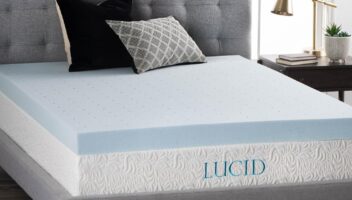 LUCID 4 Inch Gel Memory Foam Mattress Topper, Ventilated Design, Ultra Plush, CertiPUR-US Certified, Twin XL, Blue