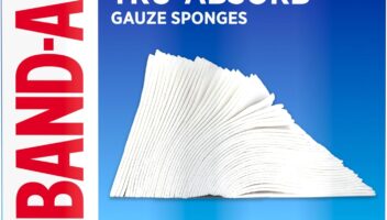 Band Aid Brand First Aid Products Tru-Absorb Sterile Gauze Sponges for Cleaning and Cushioning Minor Wounds, Cuts & Burns, Low-Lint Design, Individually Wrapped 4 in by 4 in Pads