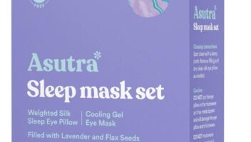 ASUTRA Silk Eye Pillow for Sleep, Purple - Filled w/Lavender Buds & Flax Seeds, Weighted Eye Mask, Meditation & Light Blocking Blindfold, Cooling Gel Mask Included