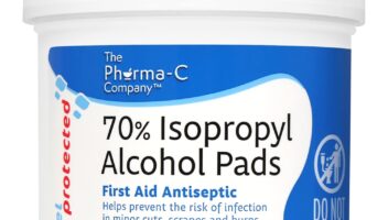 The Pharma-C Company 70% Isopropyl Alcohol Pads [100 count]. First Aid Alcohol - Antiseptic Wipes - Extra Large - Alcohol for minor cuts, scrapes and burns.