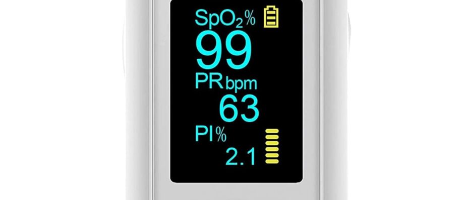 Oxygen Meter Finger Pulse Oximeter, SmileCare Pulse Oximeter Fingertip Blood Oxygen Saturation with Pulse Monitor Included Batteries, Accurate Fast Spo2 Reading for Adult