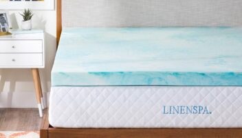 LINENSPA 3 Inch Gel Swirl Memory Foam Mattress Topper – Cooling Gel Infused – Pressure Relieving – CertiPUR Certified - Full