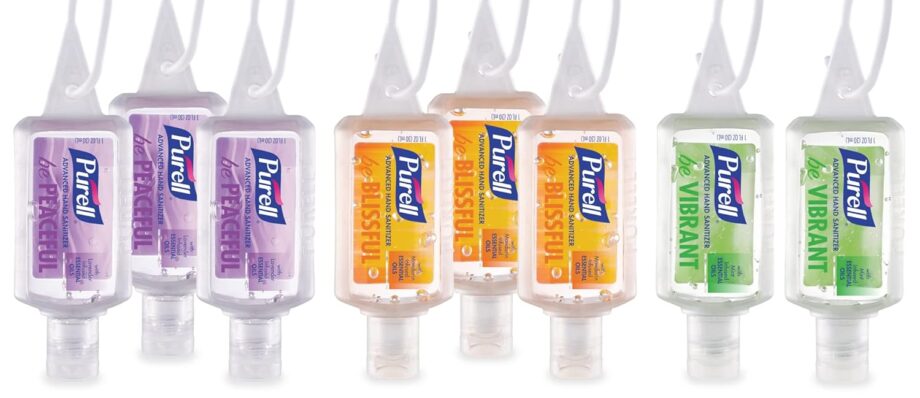 Purell Advanced Hand Sanitizer Gel Infused with Essential Oils, Scented Variety Pack, 1 fl oz Travel Size Flip Cap Bottles with JELLY WRAP Carrier (Pack of 8), 3900-09-ECME17