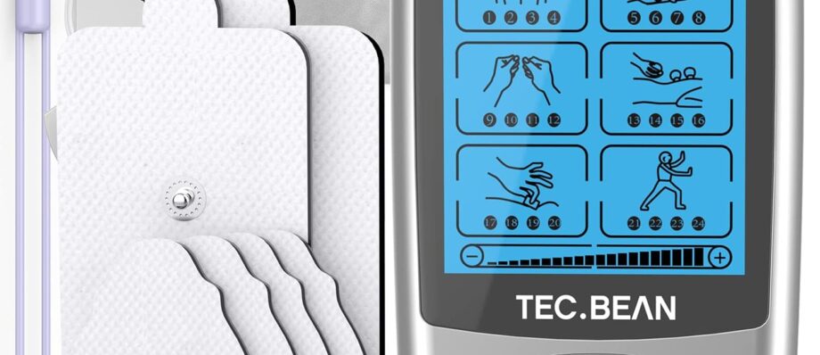 24 Modes Tens Unit Muscle Stimulator, Rechargeable Tens Machine with 8 Electrode Pads (American Gel), Electric Pulse Massager for Pain Relief Therapy