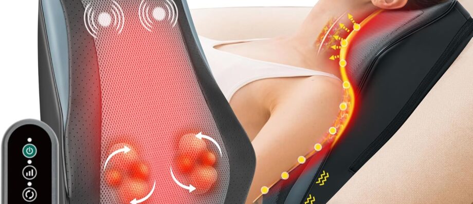 Snailax Back Massager for Back Pain Deep Tissue, Shiatsu Lower Back Neck Massager with Heat, 3D Kneading Massage Pillow for Back Neck Shoulder Legs, Christmas Gifts for Mom, Dad, Women