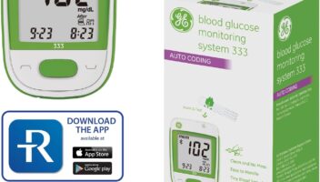 GE333 Blood Glucose Monitoring System | Glucometer | Auto Coding | 5-Second Results | Bluetooth Rightest Care App Connection | Easy-to-Read Display