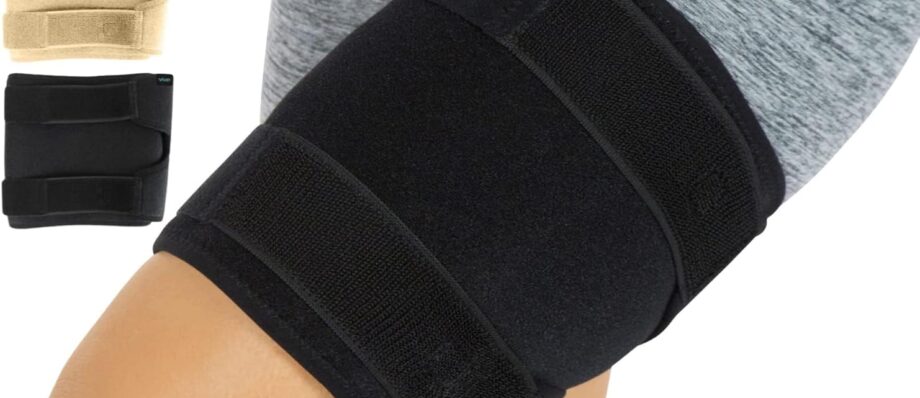 Vive Thigh Brace - Hamstring Quad Wrap - Adjustable Compression Sleeve Support for Pulled Groin Muscle, Sprains, Quadricep, Tendinitis, Workouts, Sciatica Pain and Sports Recovery - Men, Women (Black)