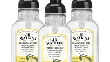 J.R. Watkins Foaming Hand Soap with Pump Dispenser, Moisturizing Foam Hand Wash, All Natural, Alcohol-Free, Cruelty-Free, USA Made, Lemon, 9 fl oz, 3 Pack