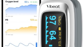 Vibeat Bluetooth Fingertip Pulse Oximeter with Pulse Rate, Blood Oxygen Saturation Monitor | Finger O2 Meter, Batteries and Lanyard Included, Free APP, FSA/HSA Eligible