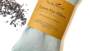 Organic Linen Eye Pillow - Lavender & Flaxseed for Relaxation, Yoga, Stress Relief - Microwavable Heating Pad & Cool Compress - Made in USA - Gifts for Meditation - (Lavender)