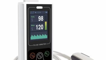 Handheld Pulse Oximeter for Adult, Child & Infant by EMAY | Continuous SpO2 Monitoring with Alarms | Comes with Adult, Child & Neonatal Probes | Works with Smartphone and Computer