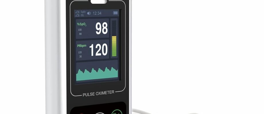 Handheld Pulse Oximeter for Adult, Child & Infant by EMAY | Continuous SpO2 Monitoring with Alarms | Comes with Adult, Child & Neonatal Probes | Works with Smartphone and Computer