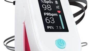 Greater Goods Fingertip Pulse Oximeter, With Plethysmograph and Perfusion Index, Measures SpO2 levels, Heart rate, Pulse, Includes Lanyard and Batteries