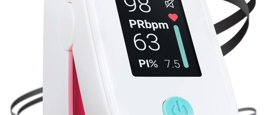 Greater Goods Fingertip Pulse Oximeter, With Plethysmograph and Perfusion Index, Measures SpO2 levels, Heart rate, Pulse, Includes Lanyard and Batteries