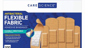 Care Science Fabric Adhesive Bandages, 200 ct Bulk Assorted Sizes | Flexible + Breathable Protection Helps Prevent Infection for First Aid and Wound Care