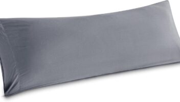 Bedsure Body Pillow Cover - Silver Grey Long Cooling Pillow Cases, 100% Rayon Derived from Bamboo, Soft & Breathable Body Pillowcase with Envelope Closure, Gifts for Women or Men, 1 Pack, 20x54 Inches