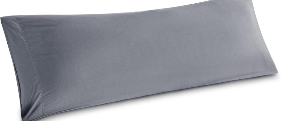 Bedsure Body Pillow Cover - Silver Grey Long Cooling Pillow Cases, 100% Rayon Derived from Bamboo, Soft & Breathable Body Pillowcase with Envelope Closure, Gifts for Women or Men, 1 Pack, 20x54 Inches