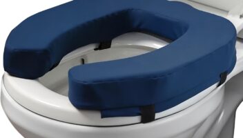 Lunderg Toilet Seat Riser for Seniors - Adds 2 inches - Universal Fit - FIRM Raised Toilet Seat Cushion with High-Density Foam for enhanced Comfort & Elevation. Post-Surgery Must Have (Blue)