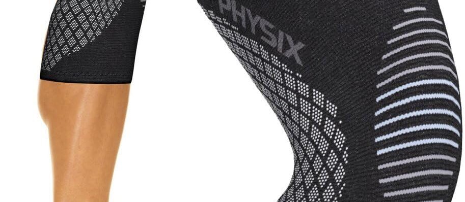 Physix Gear Knee Compression Sleeve for Men & Women - Best Compression Knee Brace for Walking, Running, Gym, Basketball, Weightlifting,Workout, Sports - Knee sleeves Support Compression & Stability