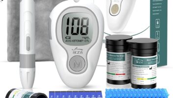 G-427B Blood Glucose Monitor Kit, Blood Sugar Test Kit with Lancing Device, 100 Test Strips and 100 Lancets, Glucose Meter for Home Use,Portable Glucometer, Smart Testing Kit