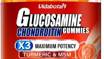 Sugar Free Glucosamine Chondroitin Gummgies, Extra Strength 1500mg with MSM &Turmeric for Joint Support & Flexibility, Orange Flavor, Gluten-Free Gummies (90 Count)