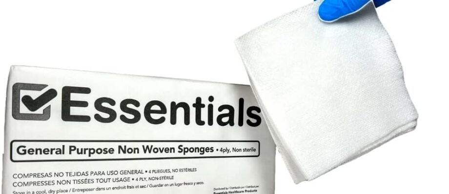 Essentials Non-Sterile Gauze Sponges – 200 Count, 4-Ply, 4’’ x 4’’ Gauze Pads, One Package, Non-Woven Gauze Sponges, Wound Care Product for First Aid Kit/Medical Facilities