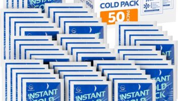 50 Packs Instant Ice Cold Pack (6” x 4.5”) - Disposable Instant Ice Packs for Injuries | Cold Compress Ice Pack for Pain Relief, Swelling, First Aid, Toothache, Athletes & Outdoor Activities