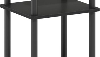 Furinno Just 3-Tier Turn-N-Tube End Table / Side Table / Night Stand / Bedside Table with Plastic Poles, 1-Pack, Americano/Black