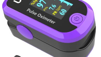 Pulse Oximeter, OLED Display Oxygen Monitor Fingertip, Blood Oxygen Saturation Monitor (SpO2) with Carrying Case, Batteries and Lanyard